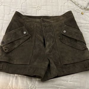 Helmut Lang, brown suede shorts, size 4
